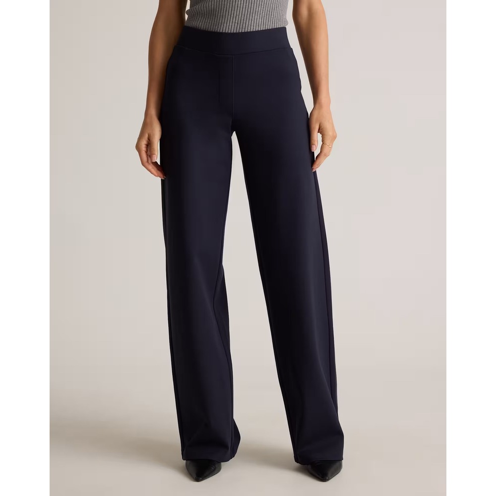 Quince Ultra-Stretch Ponte Wide Leg Pants Black Large New With Tags